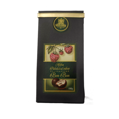 Čokoládové bonbóniky plnené s malinovicou – Málna pálinkás folyékony töltelékű drazsé
